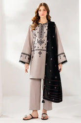 BrandsInn-3PC DHANAK EMBROIDERED SHIRT WITH CHIFFON EMB DUPATTA AND TROUSER-BI-4192